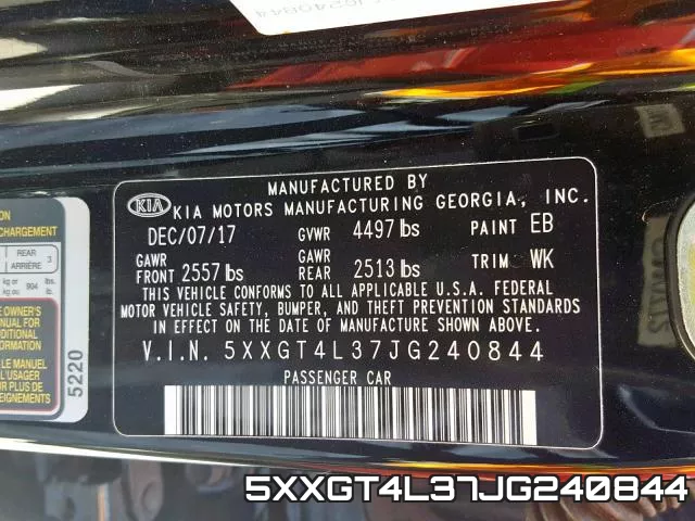 5XXGT4L37JG240844 фото 2
