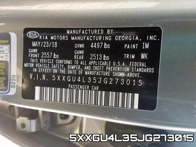 5XXGU4L35JG273015 фото 2