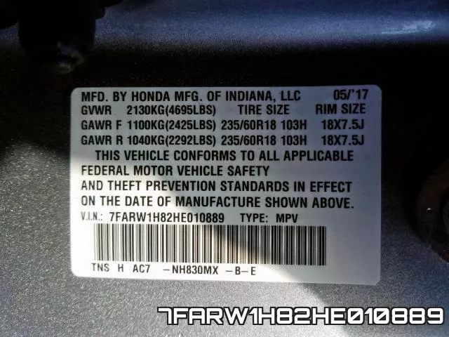 7FARW1H82HE010889 фото 2
