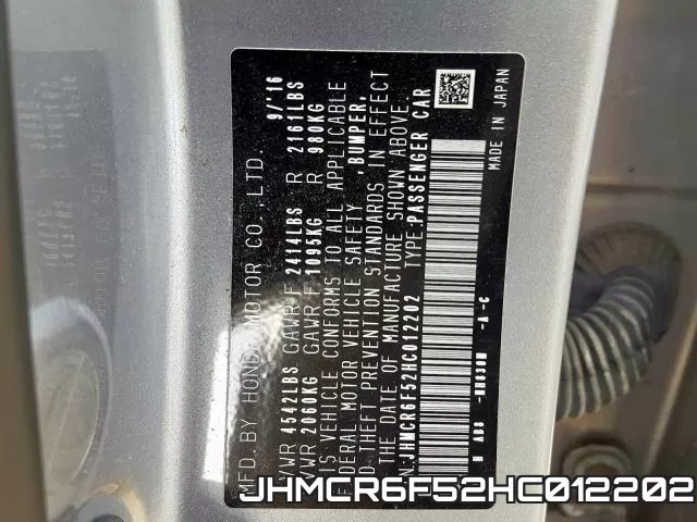 JHMCR6F52HC012202 фото 2