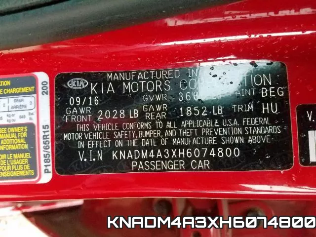 KNADM4A3XH6074800 фото 2