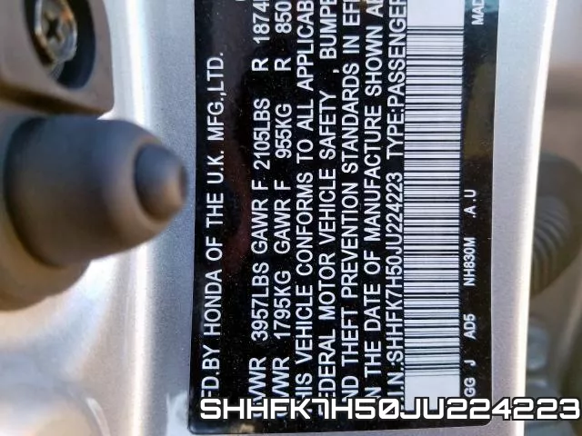 SHHFK7H50JU224223 фото 2