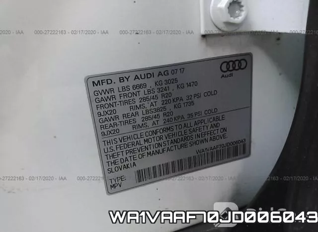 WA1VAAF70JD006043 фото 10