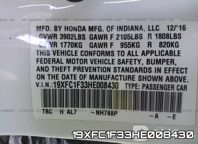 19XFC1F33HE008430 фото 10