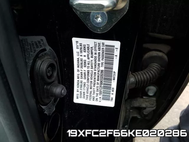 19XFC2F66KE020286 фото 2