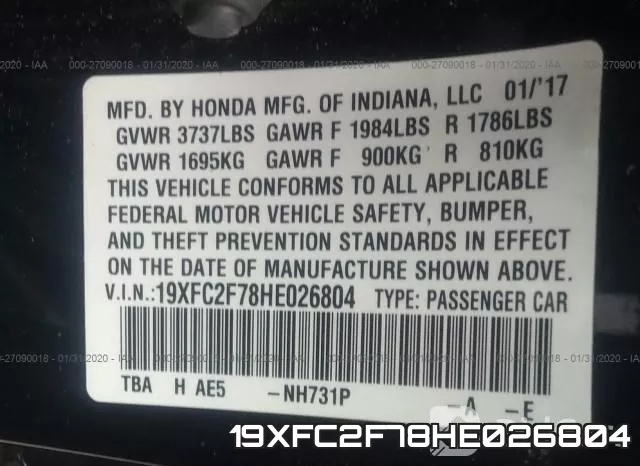 19XFC2F78HE026804 фото 10