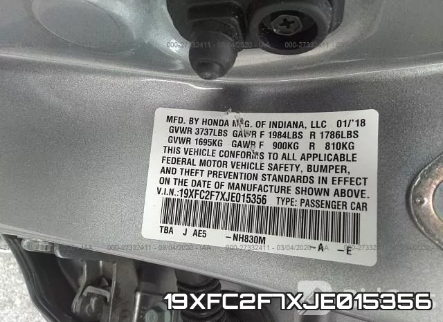 19XFC2F7XJE015356 фото 10