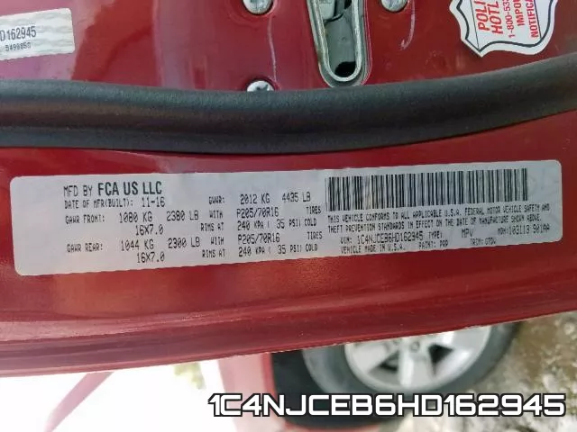 1C4NJCEB6HD162945 фото 2