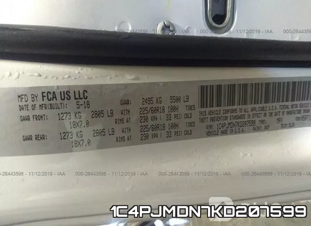 1C4PJMDN7KD207599 фото 10