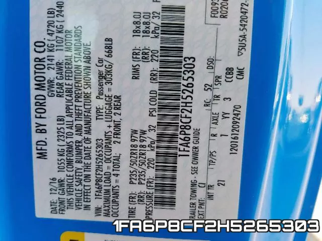 1FA6P8CF2H5265303 фото 2