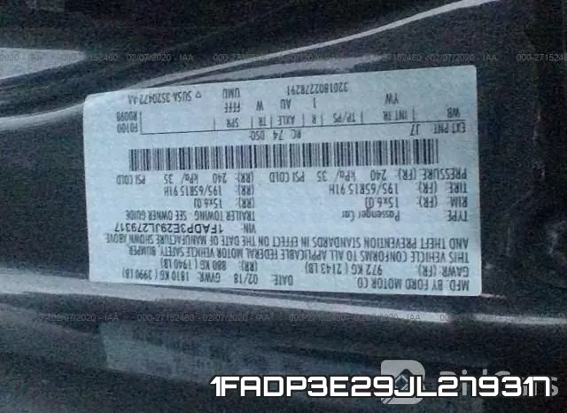 1FADP3E29JL279317 фото 10