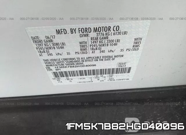 1FM5K7B82HGD40096 фото 10