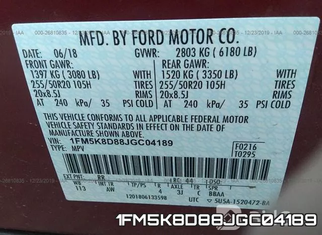 1FM5K8D88JGC04189 фото 10