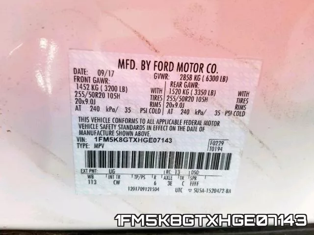1FM5K8GTXHGE07143 фото 2