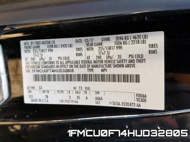 1FMCU0F74HUD32805 фото 2
