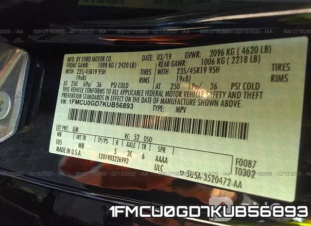 1FMCU0GD7KUB56893 фото 10