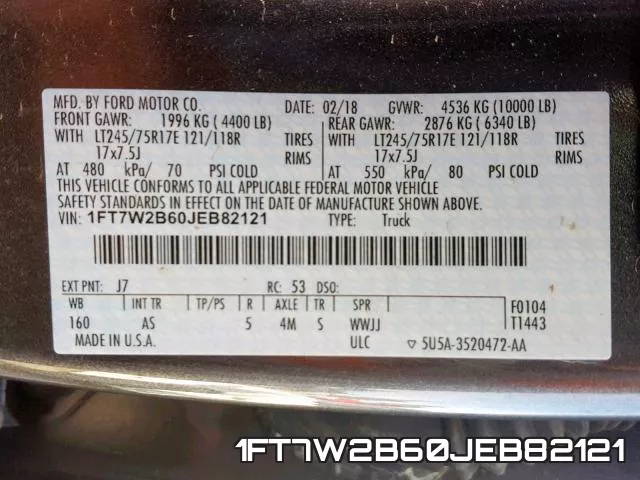 1FT7W2B60JEB82121 фото 2