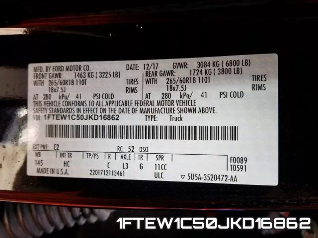 1FTEW1C50JKD16862 фото 2