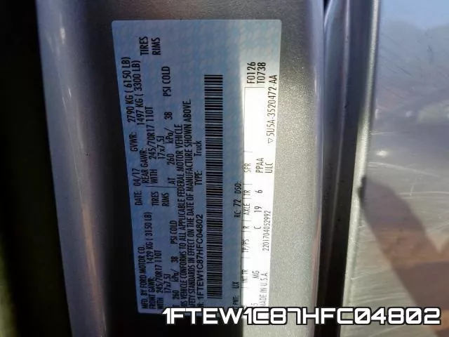 1FTEW1C87HFC04802 фото 2