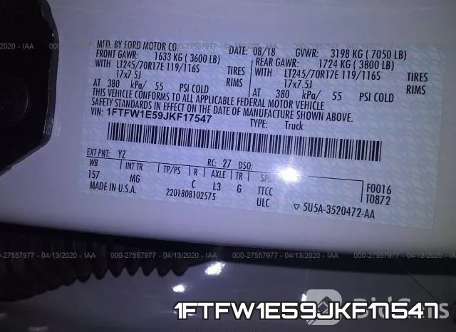 1FTFW1E59JKF17547 фото 10
