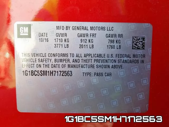 1G1BC5SM1H7172563 фото 2