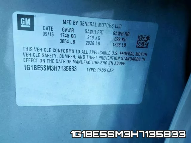 1G1BE5SM3H7135833 фото 2