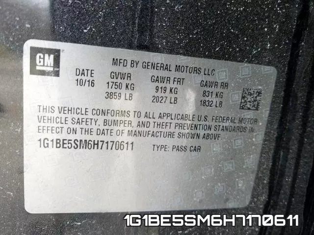 1G1BE5SM6H7170611 фото 2