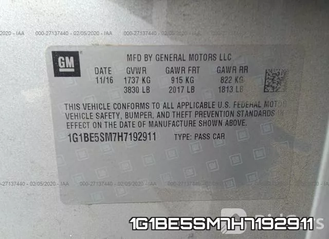 1G1BE5SM7H7192911 фото 10