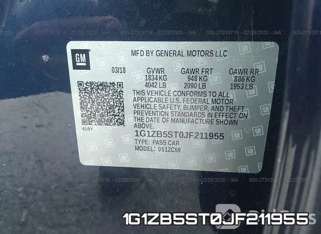 1G1ZB5ST0JF211955 фото 10