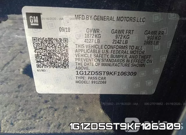 1G1ZD5ST9KF106309 фото 10