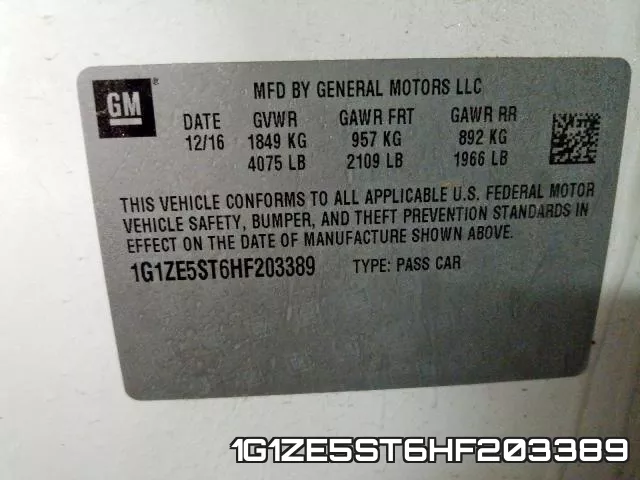 1G1ZE5ST6HF203389 фото 2