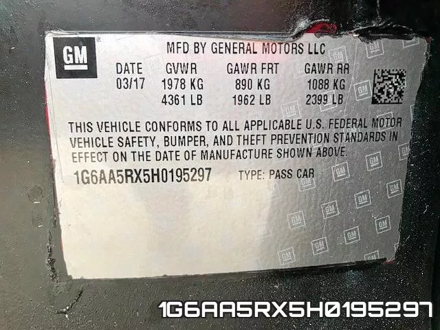 1G6AA5RX5H0195297 фото 2