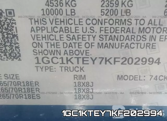 1GC1KTEY7KF202994 фото 10