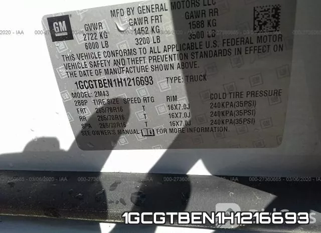 1GCGTBEN1H1216693 фото 10