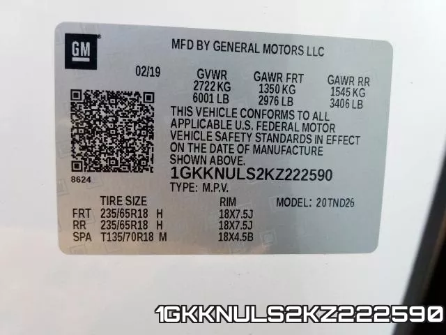 1GKKNULS2KZ222590 фото 2