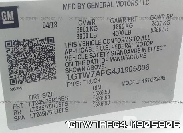 1GTW7AFG4J1905806 фото 10