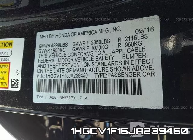 1HGCV1F15JA239450 фото 10