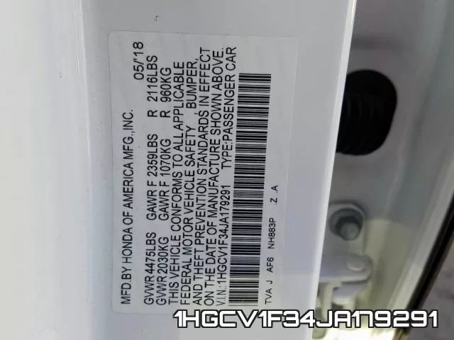 1HGCV1F34JA179291 фото 2
