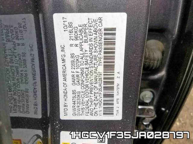 1HGCV1F35JA028797 фото 2