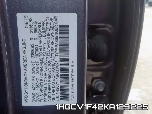 1HGCV1F42KA129225 фото 2