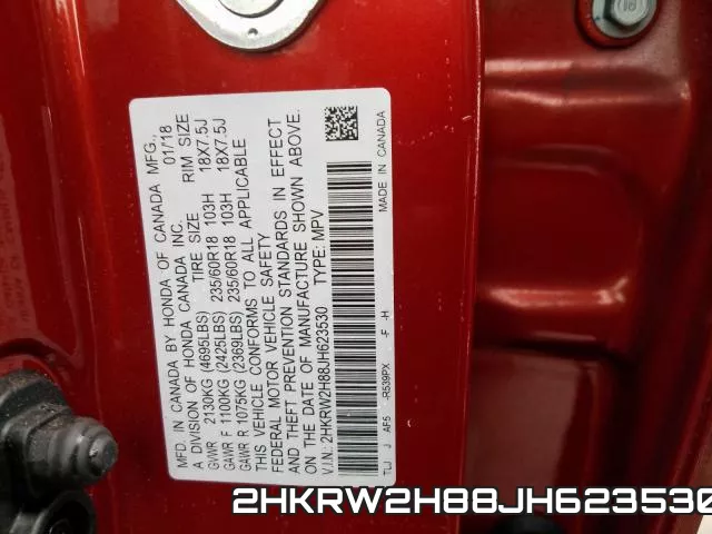 2HKRW2H88JH623530 фото 2