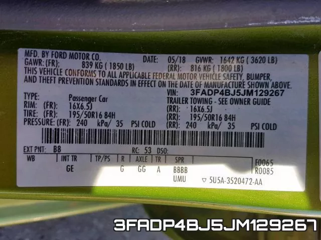 3FADP4BJ5JM129267 фото 2