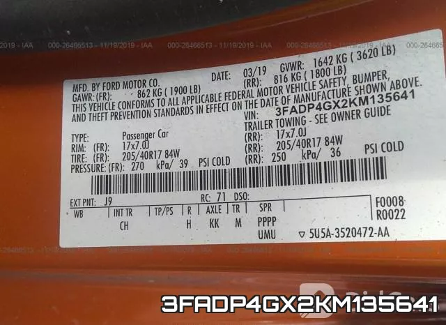 3FADP4GX2KM135641 фото 10