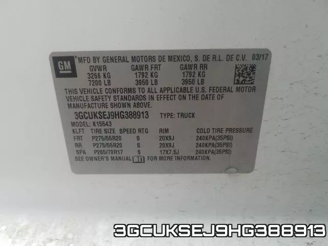 3GCUKSEJ9HG388913 фото 2