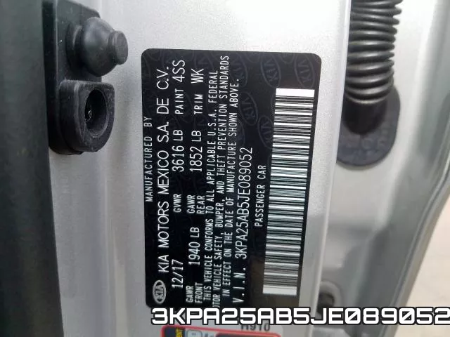 3KPA25AB5JE089052 фото 2