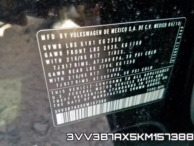 3VV3B7AX5KM157388 фото 2
