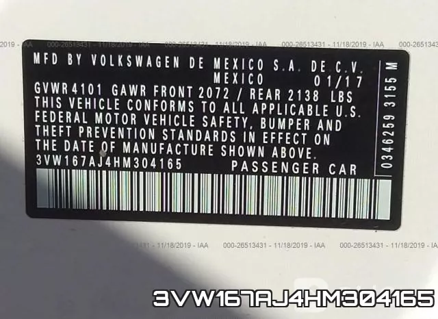 3VW167AJ4HM304165 фото 10