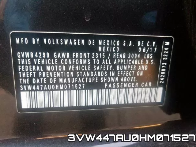3VW447AU0HM071527 фото 2