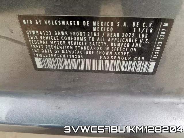 3VWC57BU1KM128204 фото 2