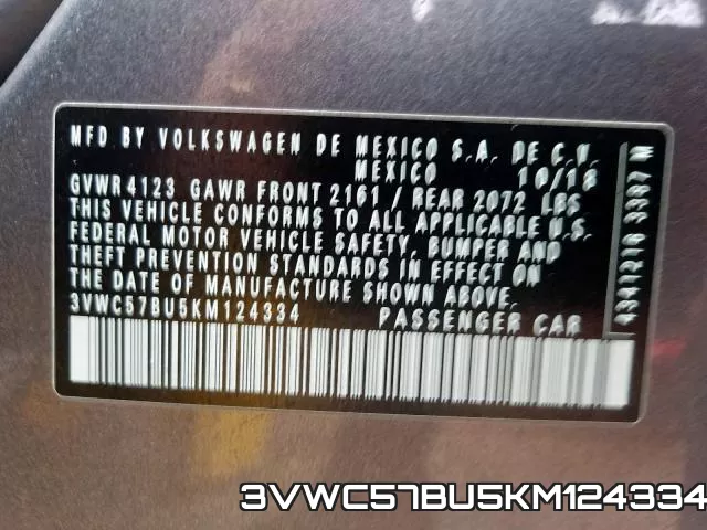 3VWC57BU5KM124334 фото 2